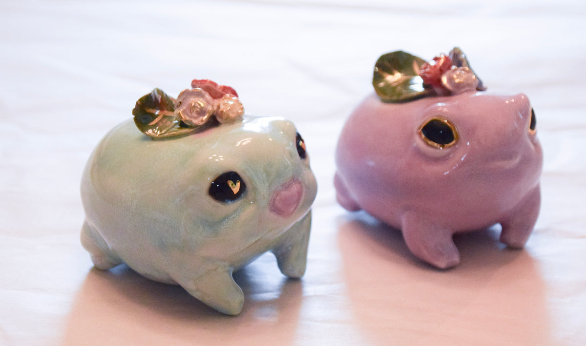 Two Custom ordered Porcelain frogs