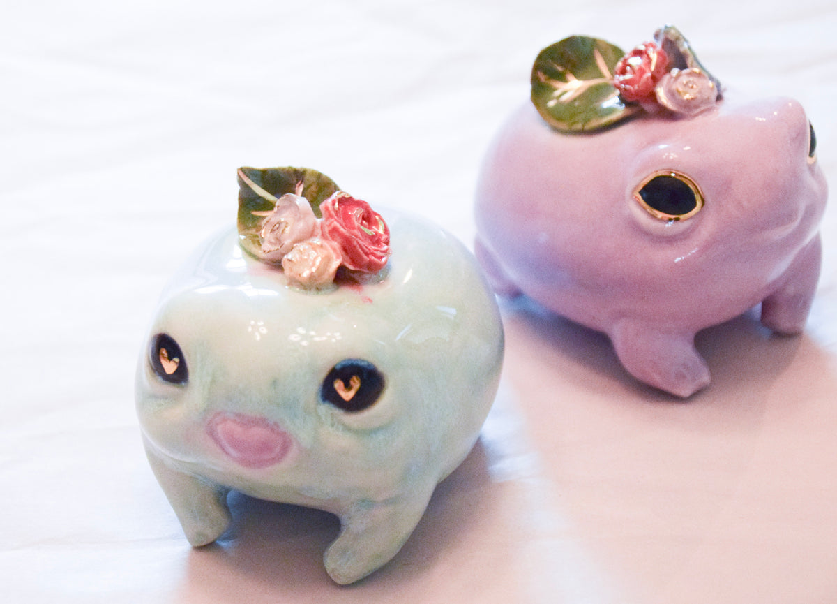 Two Custom ordered Porcelain frogs