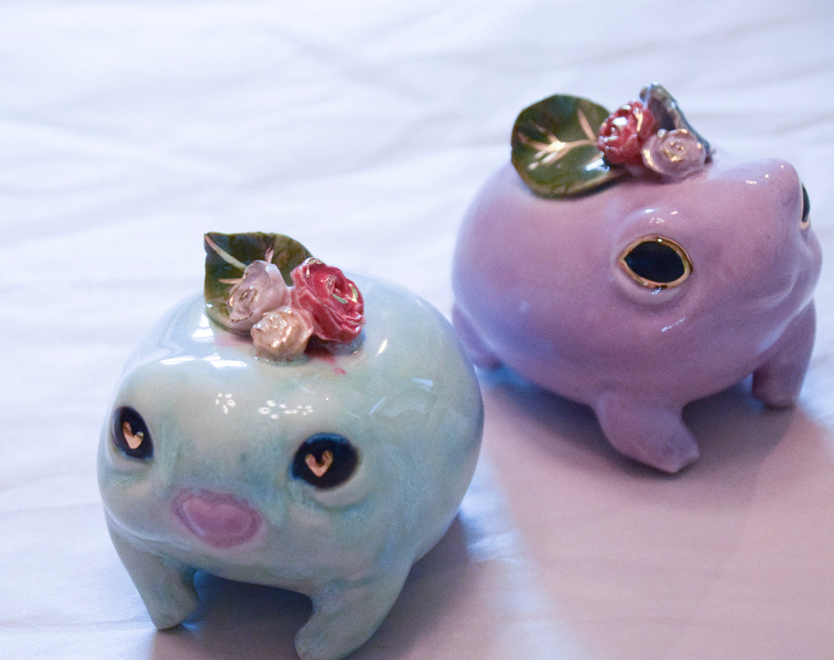 Two Custom ordered Porcelain frogs