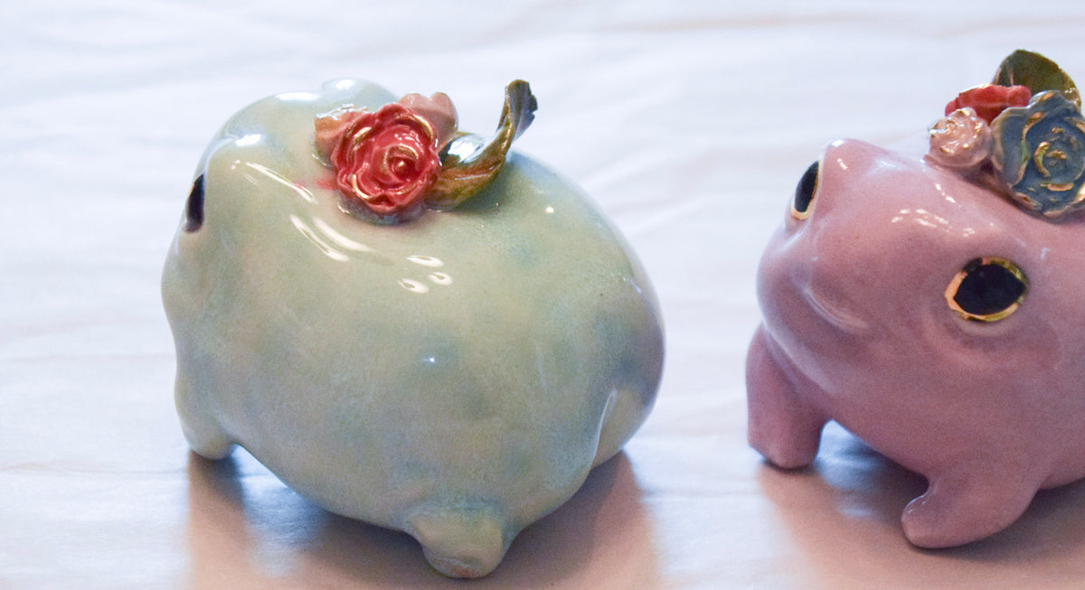 Two Custom ordered Porcelain frogs